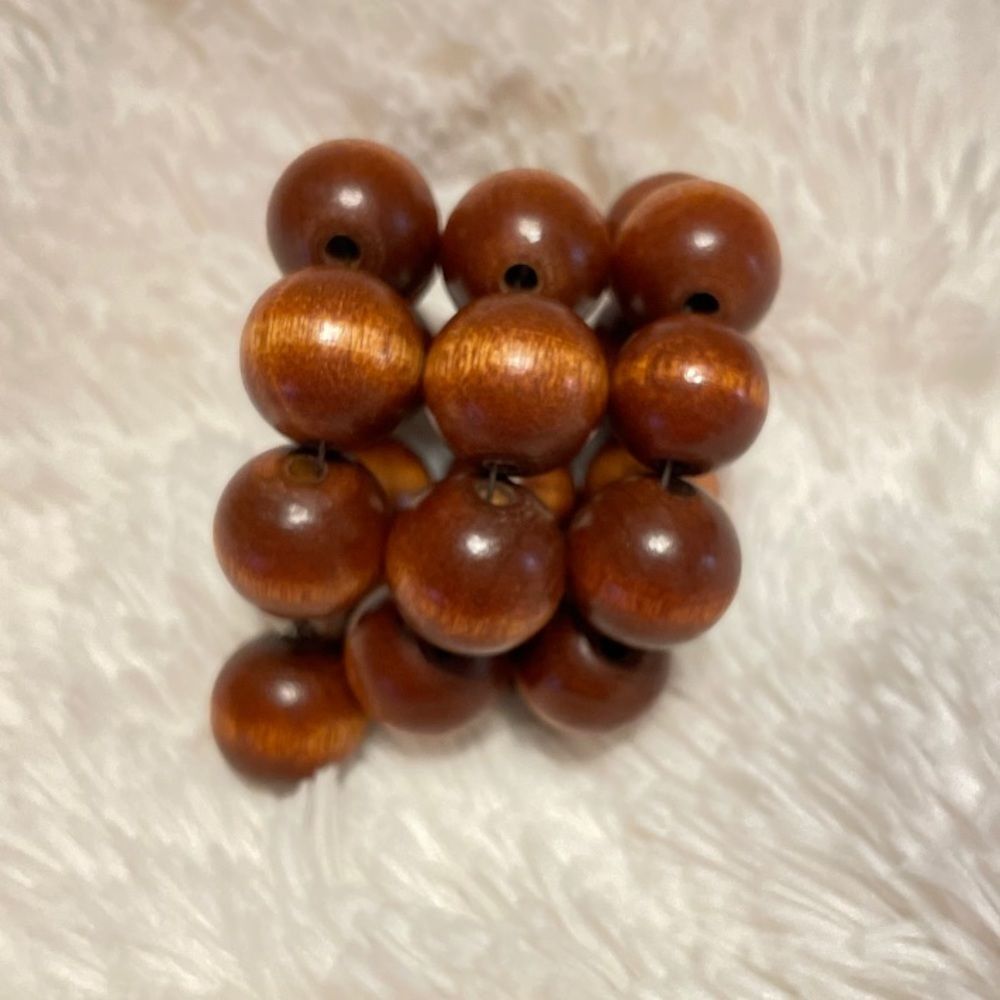 Vintage Large Jumbo Chunky Wood Balls Expandable Wrap Bracelet Retro 60’s 70’s